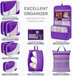 10 Set Packing Cubes for Travel, Gifts for Women Mom,Anti-Tearing Suitcase Organizer for Luggage with Shoe & Hanging Toiletry