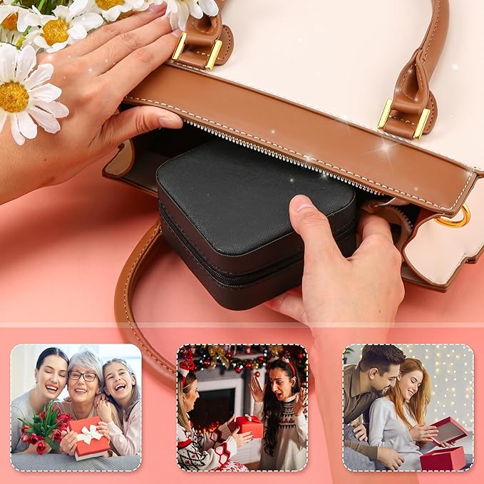 Neveika Jewelry Box with Mirror,Small Jewelry Organizer Box，Travel Jewelry Case for Women，Gift Jewelry Boxes for Female Girls