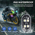 Upgraded 4LEDs 4PCS Wireless LED Strobe Lights with Remote Control, 8 Colors Type-C Rechargeable Led Lights Anti Collision Warning Light for Car Motorcycle Bike Drone Aircraft