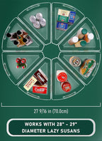 Lazy Susan Cabinet Organizer Bins for 26"/ 28"/ 32" Diameter Corner Organizer, Plastic Cabinet Storage Bin, 1/8 Wedge - Food 