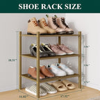 Smiry Small Bamboo Shoe Rack 3-Tier, Stackable Wooden Shoe Organizer for Entryway & Closet, Free Standing Wood Shoe Storage S