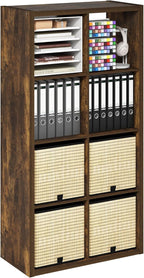Furinno Cubicle Book Shelf, 8-Cube Bookshelf, Extra Thick Frame Horizontally & Vertically Reversible Bookcase with Open Back,