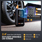 Portable 10-in-1 Car Battery Jump Starter with Air Compressor 6000A 160PSI Portable Car Jumper Starter (All Gas 12L Diesel),