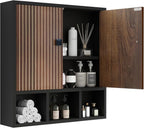Bathroom Wall Cabinet,Wooden Medicine Cabinet with Fluted Doors Over The Toilet Storage Cabinet with Adjustable Shelf for Bat