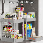Ukeetap 2 Pack Multi-Purpose Pull-Out Storage Organizers, Under Sink Organizers and Storage for Bathroom & Kitchen, Under Cab