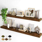 Fun Memories Floating Shelves for Wall, 55Inch Floating Shelves Set of 2, Hanging Shelf with Invisible Brackets, Wood Shelves