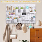 6-Pack PegBoard Wall Organizer, 11"X11" PegBoard, Include 48 Pcs Peg Board Accessories, Multi-Surface Storage Solution For Ro