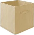 Casafield Set of 6 Collapsible Fabric Cube Storage Bins, Sandy Beige - 13" Foldable Cloth Baskets for Shelves, Cubby Organize