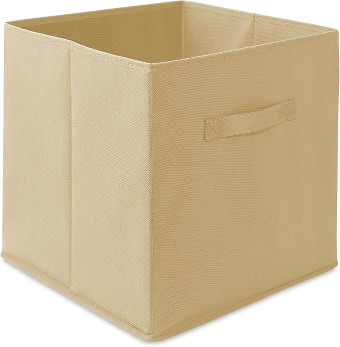Casafield Set of 6 Collapsible Fabric Cube Storage Bins, Sandy Beige - 13" Foldable Cloth Baskets for Shelves, Cubby Organize