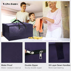 6 Pack Heavy Duty Extra Large Moving Bags W/Backpack Straps - Strong Handles & Zippers, Storage Totes For Space Saving, Fold 