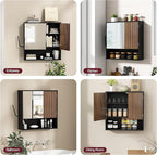 Bathroom Wall Cabinet With Mirror,wall mounted bathroom cabinet,Medicine Cabinet with 2 Door ,Side Hook,Light and Adjustable 