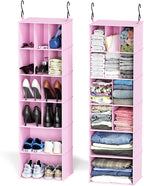 SpaceAid 2 Pack Hanging Closet Organizer and Storage with Dividers, 24 Compartments Hanging Shoe Shelves for Closet, Wardrobe