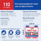 Care Science First Aid Kit, 110 Pieces | Professional Use for Travel, Work, School, Home, Car, Emergency, Survival, Camping, 