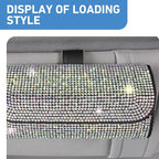 WZP Bling Sunglasses Holder for Car Sun Visor, Rhinestone Leather Eyeglasses Car Visor Clip Storage Glasses Organizer Case, Universal Vehicle Glasses Protective Storage Box for SUV Sedan Van (AB)