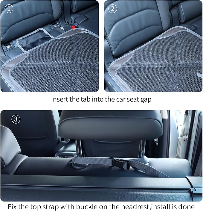 Car Seat Protector Leather Waterproof Child Safety Seat Protector Cover with Thick Pad and 2 Large Pockets Durable Kick Mat f