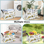 FANKANG Storage Bins, Nursery Hamper Canvas Laundry Basket Foldable with Waterproof PE Coating Large Storage Baskets for Kids