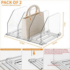 Yieach 2 Pack Purse Dividers for Closet - Adjustable Closet Purse Organizers and Storage Rack,Acrylic Clear Shelf Dividers fo