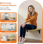 Foldable Floating Wall Shelves 20 inch, Bathroom Shelves Wall Mounted,12" Deep Wood Floating Kitchen shelves,Easy to Install 