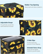 Capolo Car Trash Can with Lid, Leakproof Car Trash Bag Hanging Waterproof Automotive Garbage Can with Storage Pockets Mini Vehicle Trash Bin for Back/Front Seat(Sunflower,2.5 Gallon)
