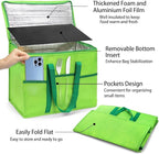 Foraineam 4 Pack Insulated Reusable Grocery Shopping Bags, Foldable Cooler Bag Food Delivery Bags with Hard Bottom Insert and Zippered Top, Stands Upright, Cooler Totes for Hot or Cold Food Transport
