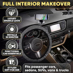 Bling Car Accessories Set 27 Pieces – Silver Steering Wheel Cover, Diamond License Plate Frame, Rhinestone Interior Car Decor, Cup Holders, Hooks, Universal Fit, Great Gift for Auto Lovers