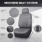 CAR PASS Waterproof Car seat Covers Full Sets Neoprene Wetsuit, All-Weather Non-Slip Durable, Universal Fit for SUV Sedans Tr