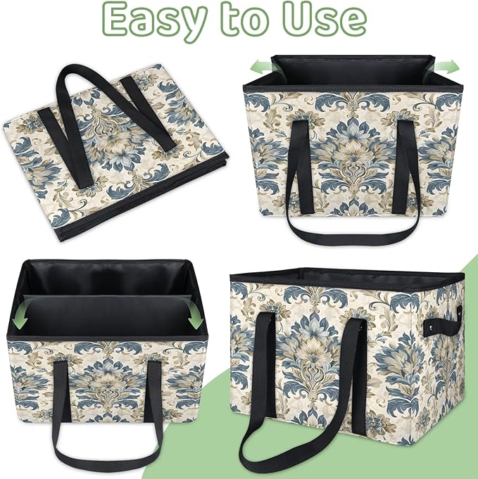 Reusable Grocery Bag, Foldable Large Shopping Tote Bag for Groceries Kitchen Picnic Car Trunk