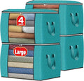 Fab totes 24 Gallons Clothes Storage, Foldable Thick Fabric Blanket Storage Bags, Containers for Organizing Bedroom, Closet, 