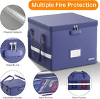 ENGPOW 5200°F File Box Fireproof Document Box with Lock,Heat Insulated Collapsible File Storage Organizer Box with Handle,Por