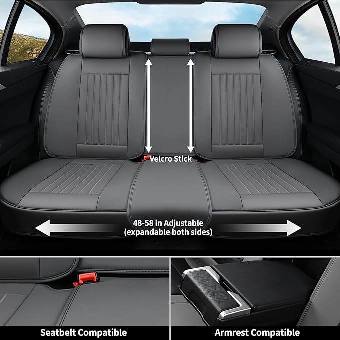 Coverado Front Seat Covers, Car Seat Cover, Gray Seat Covers for Cars, 2PCS Car Seat Protector,Waterproof Faux Leather Car Se