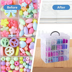 VTG Bead Organizer Box, 112 Pcs Small Organizers, 3-Tier Bead Storage Containers Portable Organizer and Storage Box Stackable