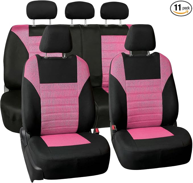 FH Group Automotive Car Seat Covers Full Set Premium 3D Air Mesh Front Seat Covers, Airbag Compatible & Split Bench Cover Uni