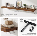Fun Memories 72 Inch Fireplace Mantel Shelf, 12 Inch Deep Shelves for Display & Wall Storage, Rustic Wood Wall Shelf, Extra L