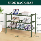 Smiry Bamboo Shoe Rack for Closet, 3 Tier Wooden Stackable Shoe Organizer, Free Standing Shoes Storage Shelf for Entryway, Fr