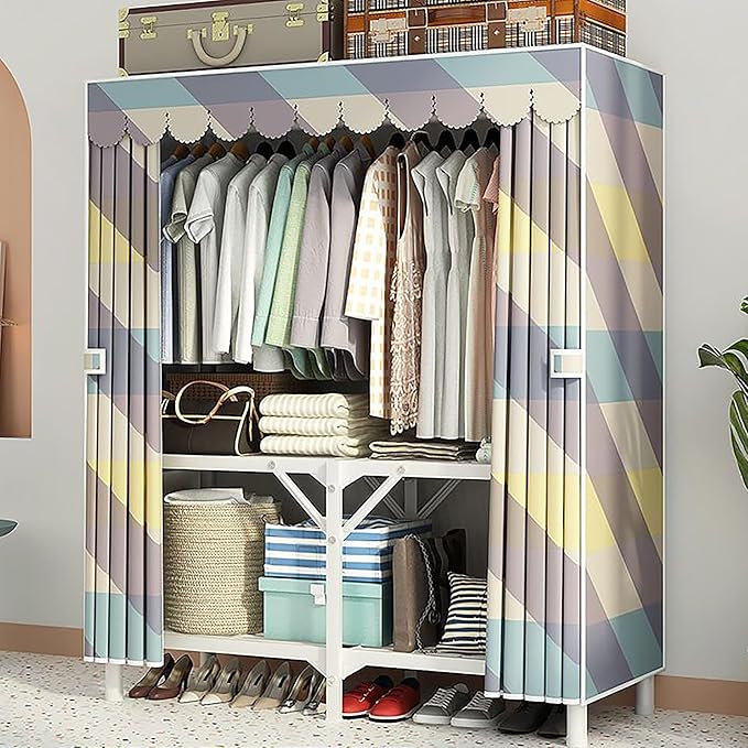 Portable Wardrobe Closet For Hanging Clothes, Installation-free Wardrobe, One-piece Folding Design,closet Organizer System,wa