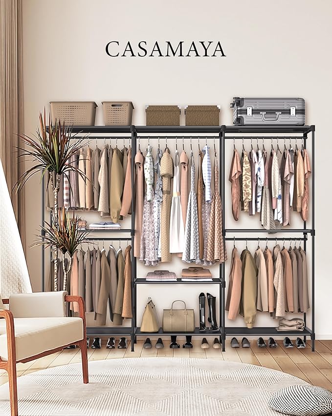 CASAMAYA Clothes Rack, Portable Closet, 80.7 Inch Extra Large Capacity Wardrobe Closet, Clothes Storage Organizer with Shelve