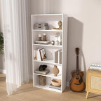 5 Tier Book Shelf,Wooden 5 Cube Storage Organizer, 54 Inch Versatile Cubes Shelf and Cubby Unit for Any Space (White, 5 Cube-