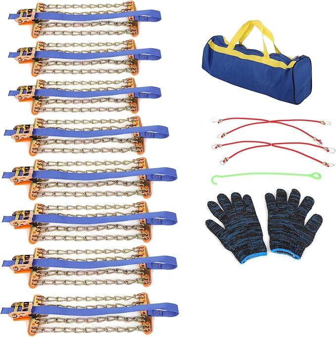 SCITOO Snow Chains for Car Pickup Trucks SUV,Universal Emergency Tire Traction Chain,Anti-Skid Thickening Tire Chains Width 2