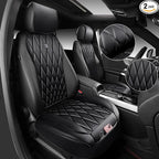 CAR PASS Luxury Napa Leather Front Car Seat Covers, Sideless Car Seat Protectors with Storage Pocket, Non-Slip Automotive Sea