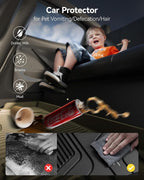 3W Floor Mats Fit for 2019-2025 2026 Chevy Silverado/GMC Sierra Denali 1500 & 2020-2025 2026 GMC Sierra 2500/3500 HD Crew Cab TPE All Weather Floor Liner, Fit For 2nd Row with Factory Carpeted Storage