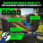 Rhino USA Retractable Ratchet Straps (4-Pack) - 2 Inch x 10 Feet (3,033lb Break Strength) - Heavy Duty Auto Self Retracting Tie Down Straps for Truck, Cargo Trailer, Motorcycle, Rad & More - Blue