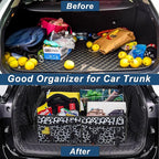 Deosk Car Organizer for SUV - 6 Big Pocket Trunk Storage With Waterproof Polyester, Car Accessories for Women/Men, Cow