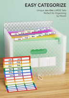 ABC life 12 Pockets Accordion File Organizer Expanding File Folders, Portable Monthly Bill Receipt Document Organiser, Expand