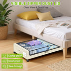 Under Bed Storage with Wheels, Under the Bed Storage Containers with Clear Lids & Label, Underbed Storage Bins, XXL 60L Rolli