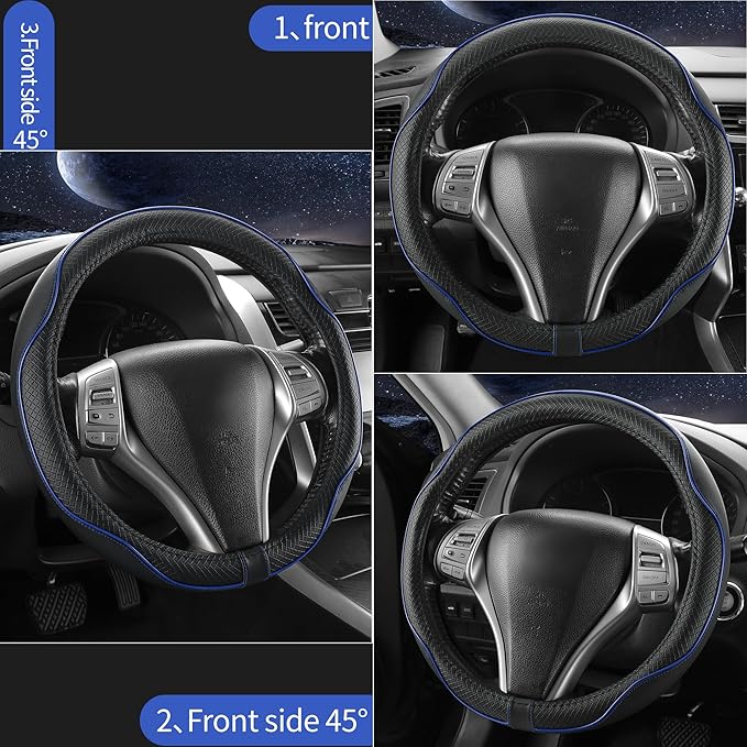 Steering Wheel Cover,Anti-Slip, Safety,Soft,Breathable,Heavy Duty,Thick,Full Surround, Sports Style,Universal Car Accessories