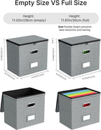 Oterri 2 Pack File Organizer Boxes with Lids, File Box with Mesh Pockets, Document Organizer Box for File Folders Letter Size