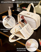 Makeup Bag, Travel Cosmetic bag, Toiletry Bag For Women, Make up Bag With Brush Storage, Hanging Toiletry Bag, Puffy Padded M