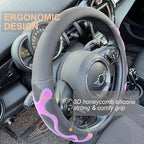 PINCTROT Comfy Grip Steering Wheel Cover, Anti-Slip Design, Universal 14.5-15 Inch(Silicone Purple)