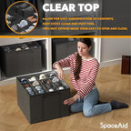 SpaceAid Shoe Organizer for Closet, 2 Pack Foldable Shoe Storage Containers Baskets Boxes Bins w/Adjustable Dividers, Fits 16