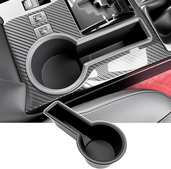 Upgrade Cup Holder Insert for 2014-2024 Toyota 4Runner Center Console Cupholder Coaster Liner Replaces Mat for 4 Runner Interior Accessories Black(Center Console Rear, 1PCS)